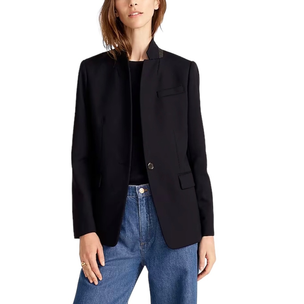 J. CREW Regent Blazer Wool Blend in Navy Blue Size 0
